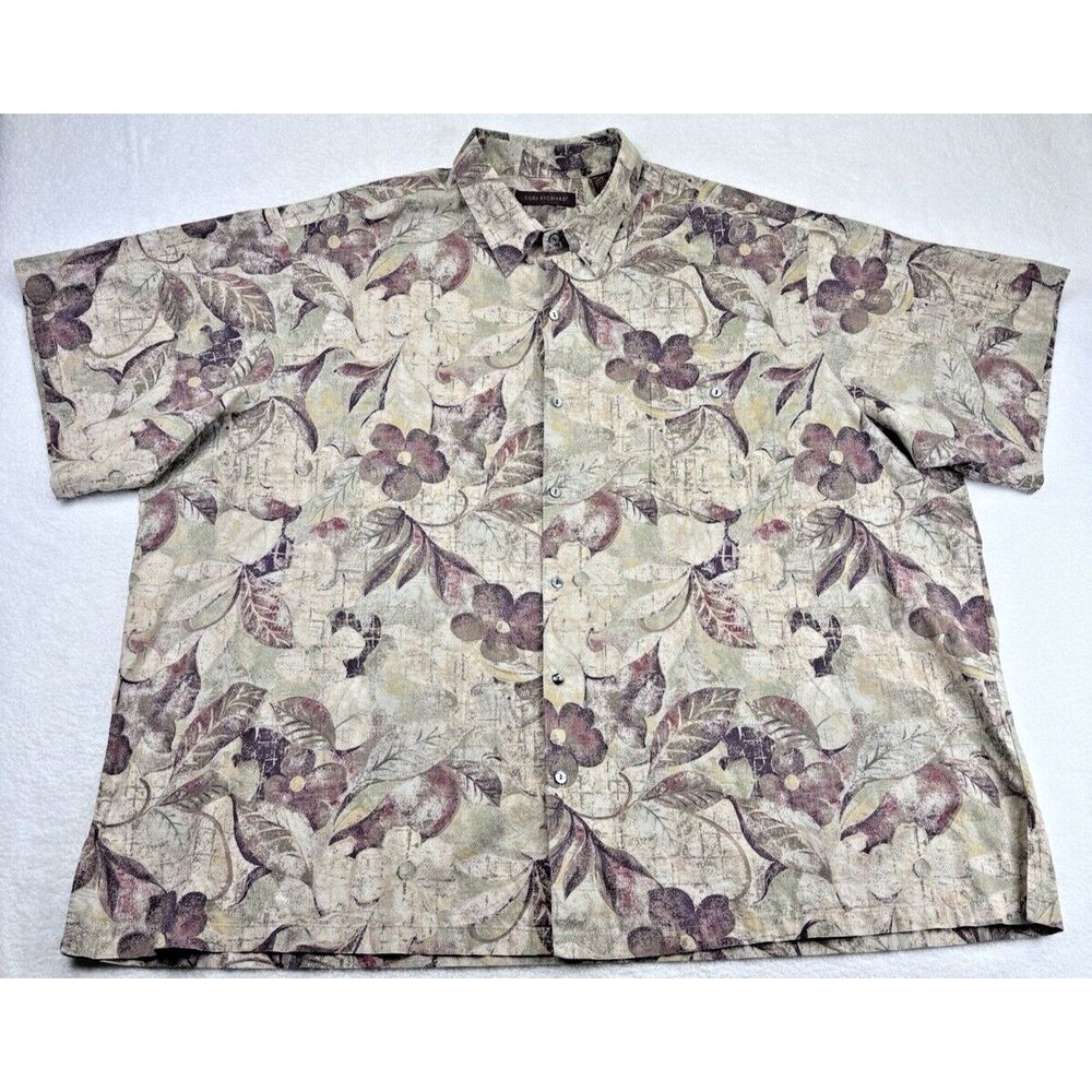 Tori Richard Tropical Leaf Red Hawaiian Button Shirt Floral Botany Lawn 4XB. - Picture 1 of 8